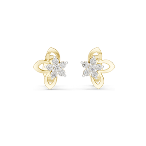 Boucles d'oreilles clous florales en or 18 carats avec diamants de laboratoire de 0,18 ct, clarté VVS-VS EF, disponibles en or jaune, or rose, or blanc et argent - Product Image 2