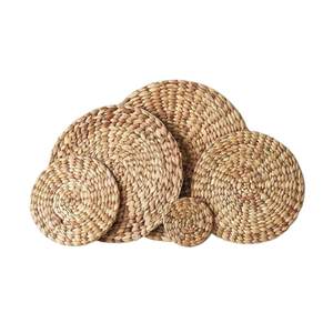 Vietnam Hapro Wholesale Natural Set Woven Water Hyacinth Boho <b>Placemats</b> Seagrass Straw Rattan Round Non-Slip Braided - Product Image 4