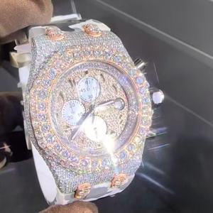 Reloj Cronógrafo de Acero Inoxidable con Movimiento de Cuarzo de 40 mm para Hombre, Completamente Adornado con Piedras, con Correa de 20 mm - Regalo de Lujo - Product Image 1