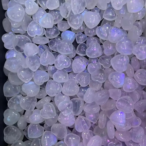 หินมูนสโตนธรรมชาติขัดเงามินิพลอยรูปหัวใจสำหรับการรักษาและจิตวิญญาณเครื่องประดับสำหรับผู้ชายและผู้หญิง - Product Image 1