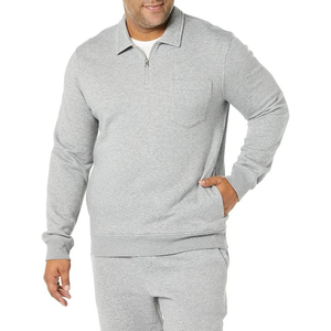 Compre Sudaderas de Alta Calidad, Color Gris, Corte Holgado, Cuello Alto, Mezcla de Algodón, Otoño, Media Cremallera, Felpa - Product Image 1