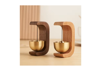 Carillon de porte en laiton et bois, cloche à vent, design moderne, rectangulaire, décoration murale, artisanat métallique, logo personnalisé