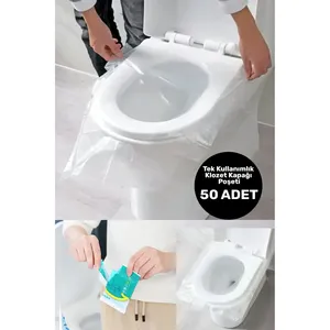 Couvre-siège de toilette jetable hygiénique en plastique transparent pratique pour les voyages et l'utilisation en restaurant - Product Image 1