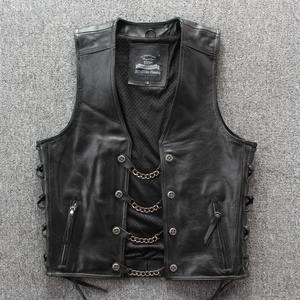 Chaleco de motorista de cuero PU de alta calidad para hombre, chaleco negro con mangas Punk elegantes, ropa exterior - Product Image 3