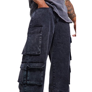 กางเกงยีนส์ผู้ชายทรงหลวมแบบสวมใส่สบาย ดีไซน์ใหม่ หลายกระเป๋า ผ้าฝ้ายยืด ซักย้อมสีแบบแอซิดวอช เนื้อผ้าระบายอากาศได้ดี - Product Image 4