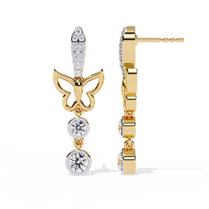 Pendientes de Lujo Unisex Lord Krishna con Diamantes Brillantes de Oro Sólido de 18K, Diamantes Cultivados en Laboratorio, Corte Baguette Cónico, Certificados por IGI - Product Image 4