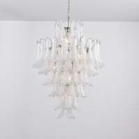 Lustre moderne de luxe en verre blanc en forme de pétales de fleurs, lampe suspendue pour salon, hall d'hôtel, villa, plafond haut