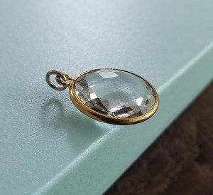 Cristal de roche Quartz Pendentif Clair Transparent Gemme Ovale Lunette Cadre Briolette Bijoux Faits à la Main - Product Image 2