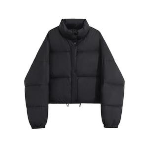 เสื้อโค้ทผู้หญิงหนาแบบลำลองใหม่สำหรับฤดูหนาว, เสื้อแจ็คเก็ตผ้าฝ้ายบุนวมมีซิปกระดุมเสื้อตัวนอกสีพื้น - Product Image 3