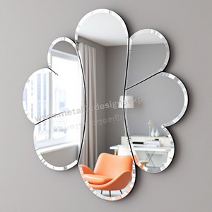 กระจกตกแต่งผนังรูปดอกไม้ที่ทันสมัยการออกแบบกลีบดอกที่ไม่ซ้ำใครกระจกไร้กรอบสำหรับห้องนั่งเล่นห้องนอนหรือสำนักงานของตกแต่ง - Product Image 1