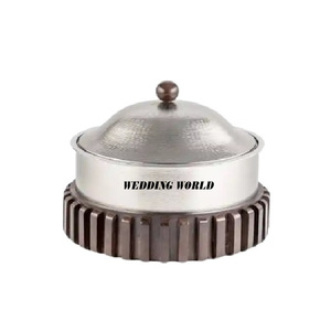 Marmite en acier inoxydable à double paroi, faite à la main, design classique, élégante, vente en gros, luxe, nouveau réchaud à nourriture en métal - Product Image 3