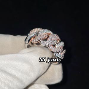 Anillo Cubano de Oro CVD de 10K para Hombre y Mujer, Banda de Boda con Diamantes, Estilo Hip Hop, VVS Lab Grown, Unisex - Product Image 2