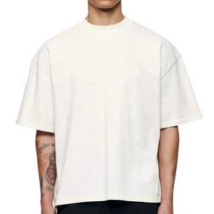 T-shirt blanc coupe boxy avec logo personnalisé t-shirts à épaules tombantes de haute qualité t-shirt streetwear oversize en coton biologique uni - Product Image 1