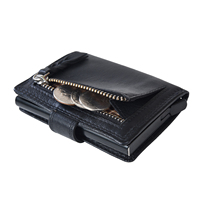 Dompet Kartu Kredit Kulit Asli dengan Desain Lipat dan Tombol Penutup, Pilihan Logo Kustom