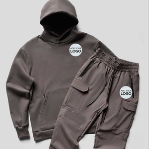 Logo personnalisé avant et arrière Survêtement pour homme Sweat à capuche 2 pièces Survêtements de jogging athlétiques pour hommes Pull-over de sport décontracté - Product Image 2