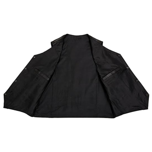 Chaleco de motorista profesional para motocicletas, piel de vaca negra perforada, invierno con decoración de bolsillo de talla grande - Product Image 5