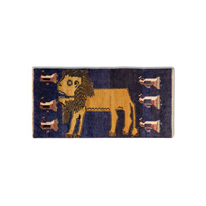 Alfombra de Lana Anudada a Mano Azul Aalam Pae-6441 9x12 Rectangular con Estampado Animal para Decoración de Sala de Estar - Product Image 1