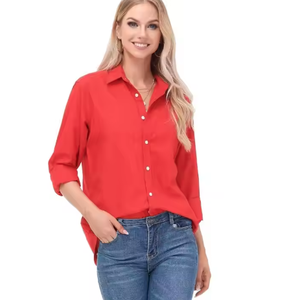 เสื้อเชิ้ตผู้หญิงลำลองคุณภาพสูง ผ้าทอแบบอ็อกซ์ฟอร์ด ผ้าฝ้าย 100% พร้อมตัวเลือกปักโลโก้ตามสั่ง รับผลิตแบบ ODM - Product Image 5