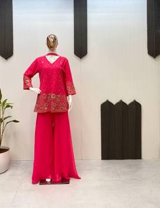 FABZONE Designer <b>Kurta</b> Sequence Embroidery Work Plazzo Dupatta for <b>Women</b> - Product Image 5