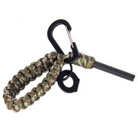 Ensemble d'outils paracorde faits à la main en gros, cueillette de feux de forêt tressés et pendentif clé de barre de magnésium de bâton de feu