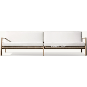Eco-friendly Rattan e Teak divano esterno per tutte le stagioni Design moderno durevole con cuscino impermeabile naturale estetica - Product Image 6