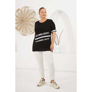 Camiseta Casual de Manga Corta para Mujer, Talla Grande, Negra, con Estampado 'I Love', Mezcla de Viscosa y Elastano, para Comodidad Diaria, Marca RMG - Product Image 6