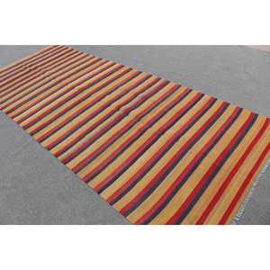 Kilim Rug, 4.5x11 ft Turkish Rug, <b>Red</b> Southwestern Rug <b>Wool</b> - Product Image 3