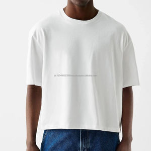 250GSM Camiseta corta de gran tamaño para hombre 100% algodón Boxy Fit Drop Shoulder Diseño de camiseta en caja en blanco del fabricante - Product Image 2