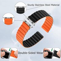 Bracelet magnétique réversible double face pour montre connectée, en silicone souple, largeur de bande 22 mm, boucle à pression, boucle sport pour montre