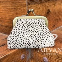 Mini porte-monnaie imprimé animal pour femmes en cuir véritable Petite pochette à clip Mode en cuir véritable Petit portefeuille à clip avec boucle