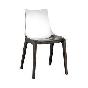 Dining <b>Chair</b> Transparent Polycarbonate <b>Shell</b> on Beech Wood 4-Leg Frame, Natural or Wenge Finish, for Restaurant Cafe Hotel - Product Image 3