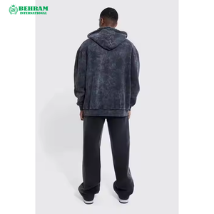 Sweat à capuche zippé personnalisé unisexe en polaire/tissu éponge français respirant, séchage rapide, délavé à l'acide, coupe oversize, grammage lourd - Product Image 3