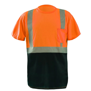 T-shirt de sécurité réfléchissant à manches courtes de haute qualité vêtements de travail en coton haute visibilité sécurité routière hommes - Product Image 1