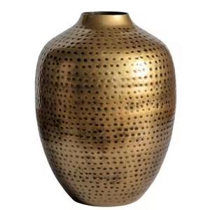 Jarrón de Metal Dorado Modesto con Diseño Grabado, Adecuado para Exhibición en Boutiques y Esquinas de Habitaciones, Venta al por Mayor desde India - Product Image 5