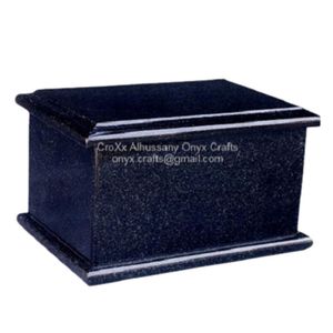 Deep Blue Marble Cremation Urn Adult Human Ashes <b>Box</b> Style Polished Stone Container Premium <b>Keepsake</b> - Product Image 1