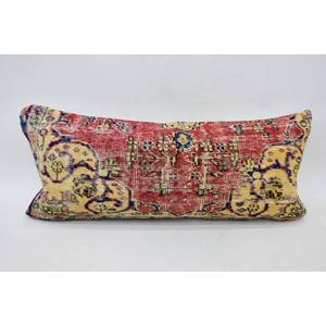 Oreiller en laine patchwork multicolore 16x36 pouces Coussin décoratif tissé - Product Image 1