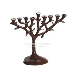 Bougeoir Menorah en aluminium de qualité supérieure avec 9 bras Décoration d'éclairage de Noël Bougeoir Menorah en métal - Product Image 3