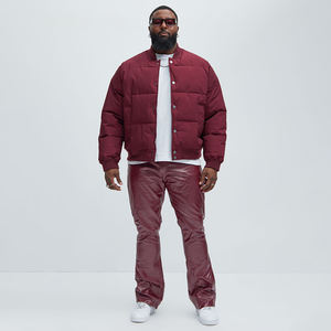 2025 moda personalizada chaqueta de bombardero de gran tamaño de lona con cuello levantado logotipo frontal ropa de calle de Color personalizado para hombres - Product Image 1