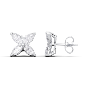 Simple pero elegante Plata de Ley 925 Marquesa Moissanite Diamond Stud Pendientes - Product Image 1