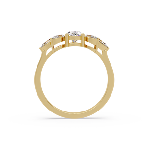 Anillo de Boda de Oro de 14K con Diamante Cultivado en Laboratorio Inspirado en la Naturaleza, Corte Pera, 1.00 Ct, Certificado IGI, Color E, Claridad VVS2/VS1, Diseño Floral - Product Image 3