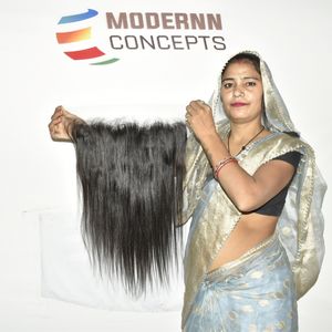 Extensions de cheveux humains vierges bruts non traités, alignés sur la cuticule, tissage droit 13*6, provenant d'un temple indien, du fournisseur - Product Image 2