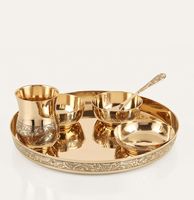 Service de table en cuivre Kansa pour hôtel et restaurant, incrustation dorée, classique, moderne, durable, écologique, réutilisable, passe au lave-vaisselle