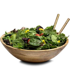 Ensaladera de madera hecha a mano con juego de cuchara y tenedor, cuenco de madera de Acacia Natural, para servir, mezclar, utensilios de cocina rústicos, comedor - Product Image 6