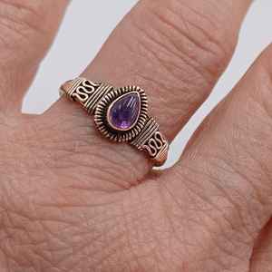 Vintage Women's Amethyst Ring Pear Cut Solid 925 Sterling <b>Silver</b> <b>Wedding</b> Engagement <b>Band</b> Wholesale Jewelry - Product Image 6