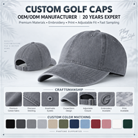 Casquette de golf en gros pour hommes, gris délavé, profil bas, visière incurvée, vierge, décontractée, réglable, prête à l'emploi, fournisseur de casquettes de baseball