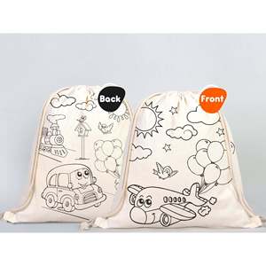 Kids Casual <b>Large</b> Drawstring Bag with Cartoon Car Design Washable Oxford Lining for <b>School</b>-No Pencil Included - Product Image 2