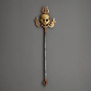 Trishul en laiton pur artisanal, sculpture religieuse, plaqué or poli, œuvre d'art métallique haut de gamme, décoration intérieure - Product Image 2