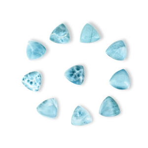 Cabochons en vrac en gros, pierres précieuses naturelles Larimar dominicaines, 3-21 MM, forme triangulaire, design en dôme, pour la fabrication de bijoux - Product Image 3