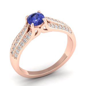 Bague en argent sterling 925 avec pierre précieuse tanzanite et moissanite pour femmes, fabriquée à la main, par REYES Manufacturer, bijoux de pierre de naissance - Product Image 2