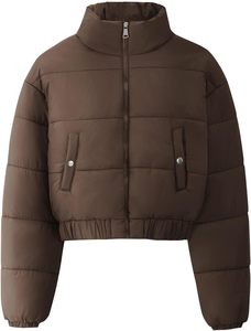Chaqueta acolchada recortada para mujer, abrigos, abrigos de invierno con logotipo personalizado, cuello levantado, impermeable - Product Image 3